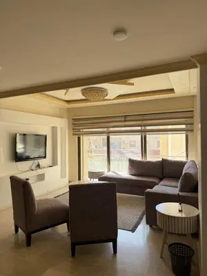 a living room with a couch and a tv at Deir Ghbar apartment 116 in Amman