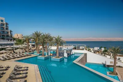 a view of the pool at a resort at Hilton Dead Sea Resort & Spa in Sowayma