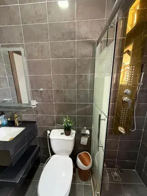 a bathroom with a toilet and a sink at 2bedrooms sport city in Amman