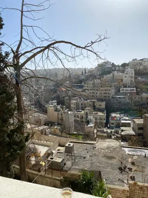 a view of a city with buildings in the background at Stylish 2BR Apartment, Walkable Jabal Al-Weibdeh in Amman