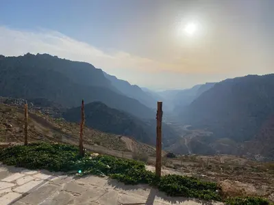 a view of a valley in the mountains at Dana Trail Nomad Camp in Dana