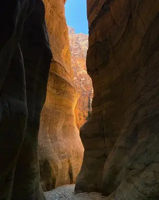 a view of a slot canyon in the desert at Dana Trail Nomad Camp in Dana