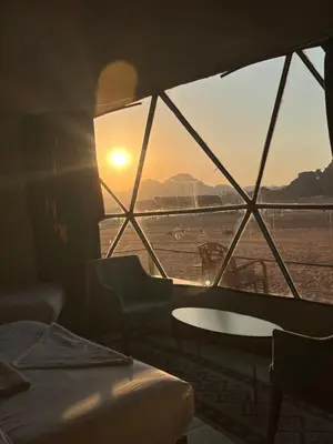 a view of the sunset from a boat at Imperial Rum Luxury Camp in Wadi Rum