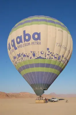 a large hot air balloon in the desert at Wadi Rum Camp in Wadi Rum