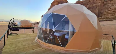 a tent in the middle of the desert at Hasan Zawaideh luxury camp 2 in Wadi Rum