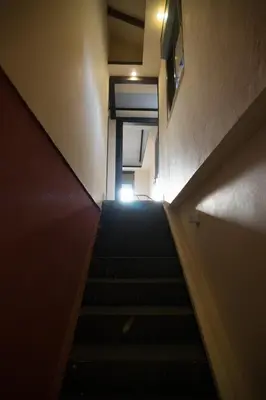 a flight of stairs in a building at Madaba Hotel in Madaba