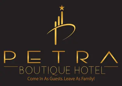 a gold hotel logo with a star on top at Petra Boutique Hotel in Wadi Musa