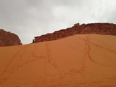 a mound of sand in the desert at Wadi Rum Excursions in Wadi Rum