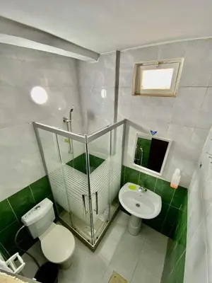 a bathroom with a toilet and a sink at Petra View Flat in Wadi Musa