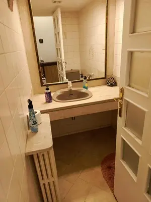 a bathroom with a sink and a mirror at Nice Furnished apartment in Amman