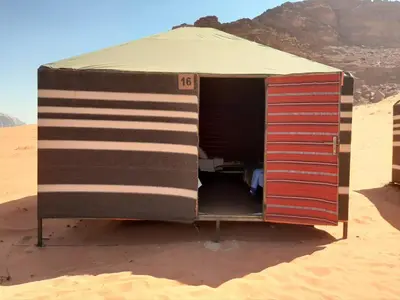 a tent in the middle of the desert at Wadi rum desert breath in Wadi Rum