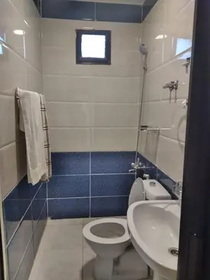 a bathroom with a toilet and a sink at Horizon in Wadi Musa