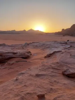a view of the desert at sunset at Adam Bedouin camp in Wadi Rum