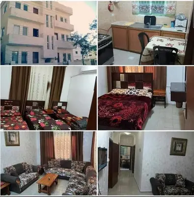 a collage of photos of a living room and bedroom at Abo Amer Apartments in Aqaba