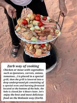 a person holding a tray of food on a grill at Wadi Rum Red Sand Camp in Wadi Rum