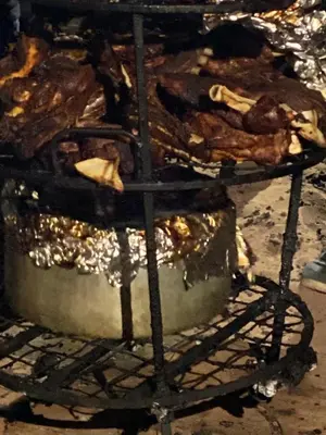 a stove with some food on top of it at Whispering Rum in Wadi Rum