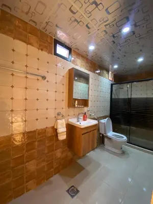 a bathroom with a sink and a toilet at wadirumtours&camp in Wadi Rum